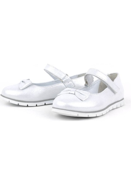 Hakiki Deri Gümüş Cırtlı Kız Çocuk Babet modelleri