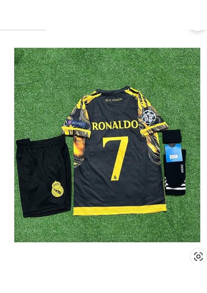 R.madridd 2024/25 Sezonu Cristiano Ronaldo Konsept Çocuk Forması Hedyeli 4 Lü Set (BLACK-YELLOW)-SM11 fiyatları