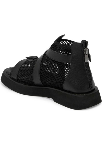 Siyah Deri-Tekstil Kadın Sandalet - K24Y1SN67109-A23