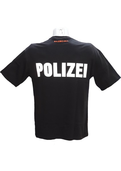 Erkek Yuvarlak Yakalı Reflektör Fosfor Baskılı Kısa Kollu Siyah Tişört Ety-Plz