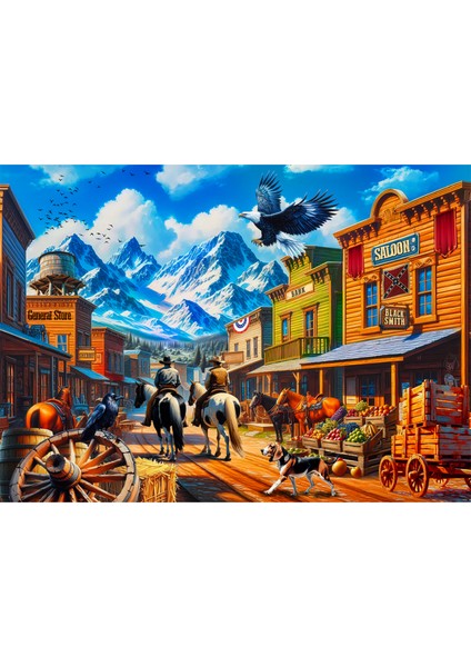 1000 Parça Legends Of The Wild West Puzzle - Vahşi Batı Kasabası Yapboz 68X48 cm fiyatları