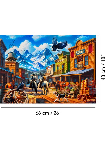 1000 Parça Legends Of The Wild West Puzzle - Vahşi Batı Kasabası Yapboz 68X48 cm indirimleri