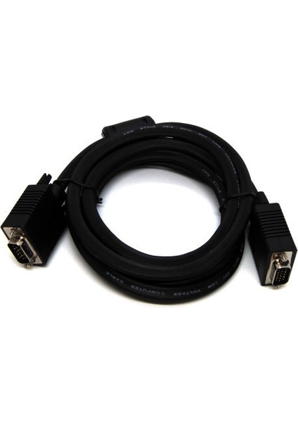VGA Monitör Kablosu, Dsub 15 Erkek <-> Dsub 15 Erkek, 15 Metre, 2x Ferrite Filtreli, Siyah Renk<br> beek VGA 15 mt Cable M/m With Ferrites Filters