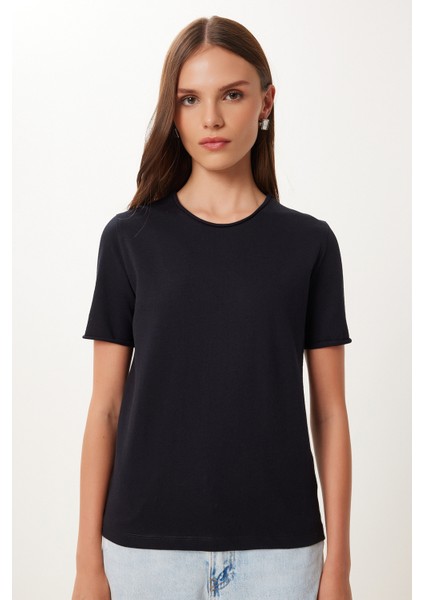 Basic Pamuklu Örme T-Shirt