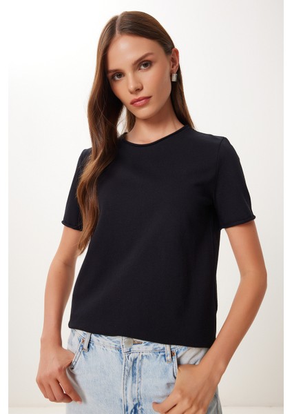 Basic Pamuklu Örme T-Shirt