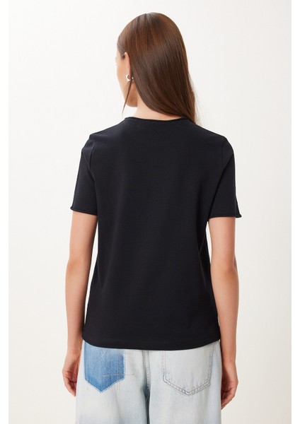 Basic Pamuklu Örme T-Shirt