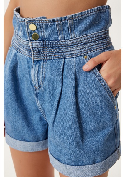 Yüksek Bel Denim Şort indirimleri