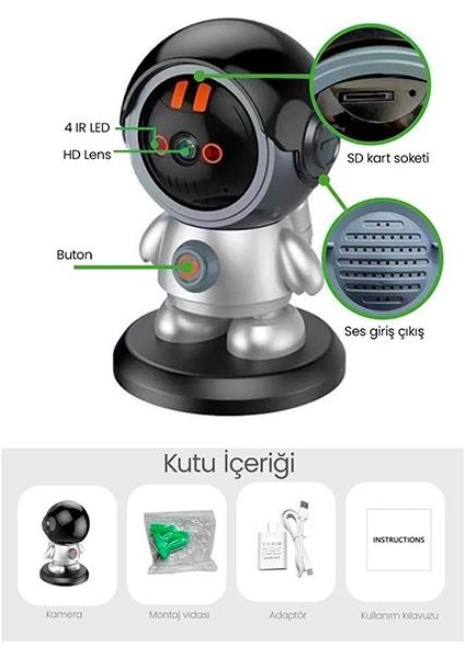 Akıllı Güvenlik Kamerası Gece Görüşlü Wi-Fi modelleri