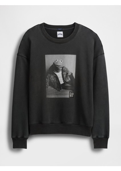 Erkek Siyah Gap × Disney Grafikli Oversized Sweatshirt modelleri