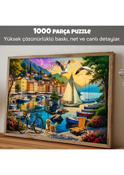 1000 Parça Harbor Of Serenity Puzzle - Limanda Sakinlik ve Yelkenli Manzaralı Yapboz 68X48 cm fiyatları