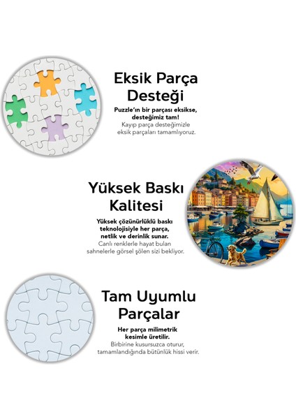 1000 Parça Harbor Of Serenity Puzzle - Limanda Sakinlik ve Yelkenli Manzaralı Yapboz 68X48 cm modelleri