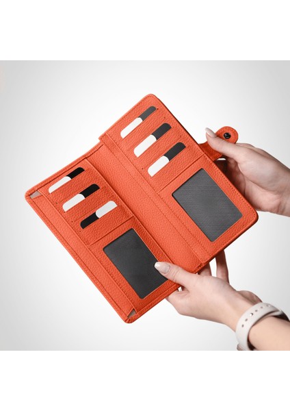 Hakiki Deri Telefon Bölmeli Unisex Cüzdan
