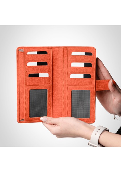 Hakiki Deri Telefon Bölmeli Unisex Cüzdan