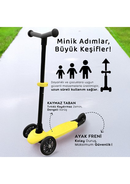 3 Tekerlekli Scooter - Yükseklik Ayarlı Scooter 2 Yaş Çocuk Scooter Sarı fırsatları