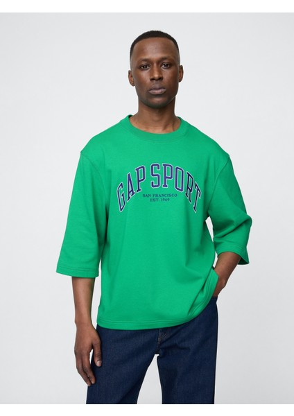 Erkek Yeşil Oversized Gap Grafik Terry T-Shirt