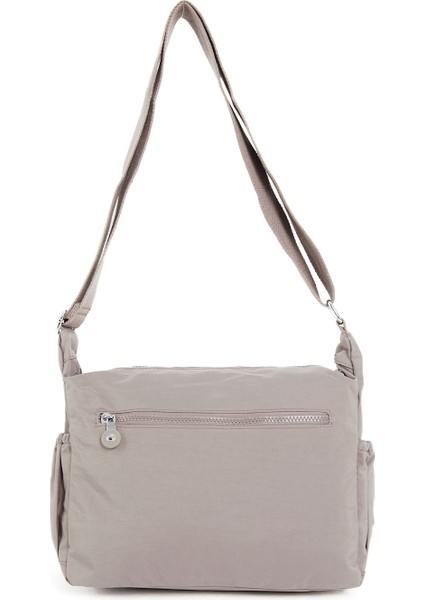 Kadın Suya Dayanıklı Krinkıl Kumaş Çok Gözlü Ayarlanabilir Vizon Renk Çapraz Askılı Omuz Çantası