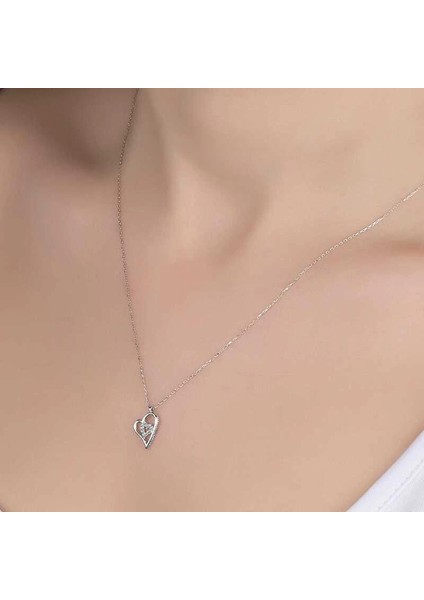 Swarovski Taşlı Gümüş Kalp Bayan Kolye fiyatları