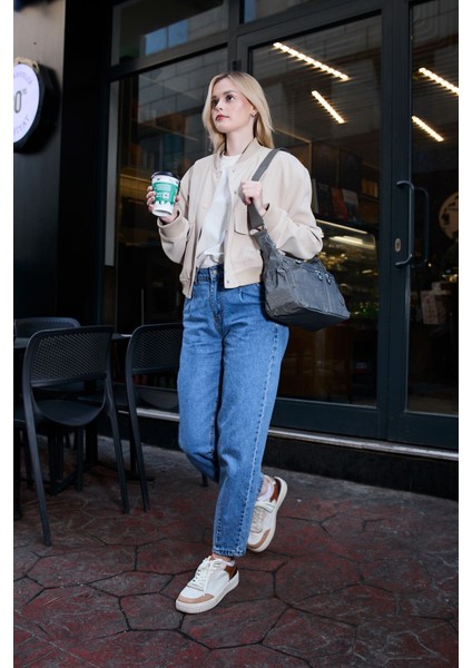 Kadın Suya Dayanıklı Krinkıl Kumaş Çok Gözlü Ayarlanabilir Koyu Gri Çapraz Askılı Omuz Çantası modelleri