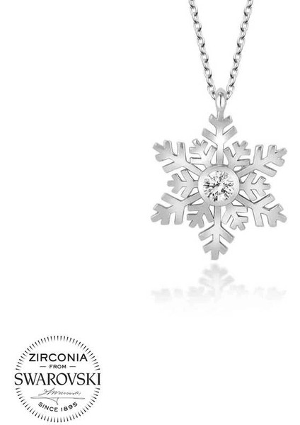 Swarovski Taşlı Gümüş Kartanesi Bayan Kolye