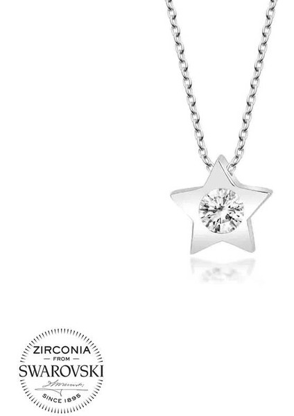 Swarovski Taşlı Gümüş Yıldız Bayan Kolye