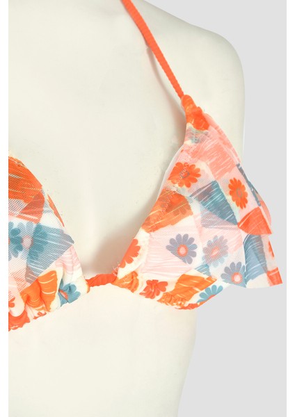 Turuncu Daisy Forest Üçgen Tek Üst Bikini