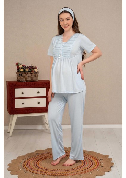 Ba-Ha 4503 Jakar Sabahlıklı Dantelli Detaylı Lohusa Pijama Takımı fiyatları