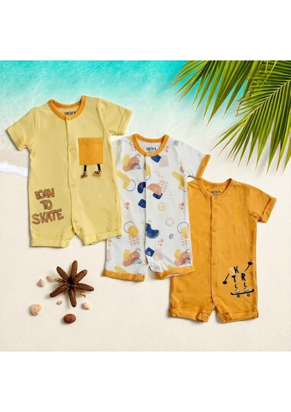 Luvvera Erkek Bebek Yazlık 3 Kısa Tulum Seti