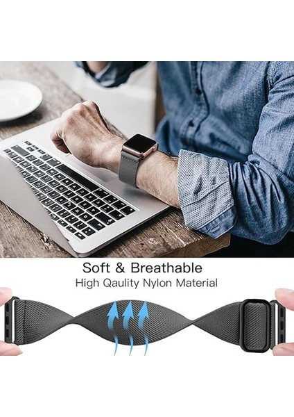 Apple Watch 4-5-6-7-8-9-10 Se Ultra Uyumlu 44-45-46-49MM Kumaş Elastik Kordon Kayış fırsatları