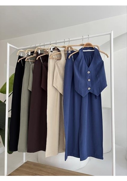 Halter Yaka Yelekli Modal Takım 10144