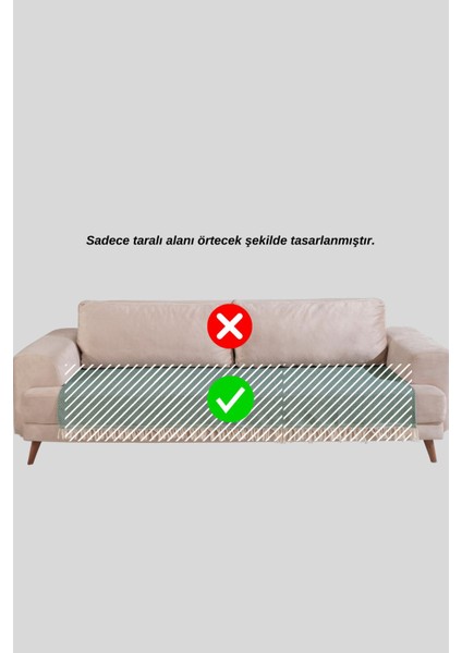 Mavi Pamuklu Koltuk Örtüsü 115X200 Önden Saçaklı Çizgili Desenli indirimleri