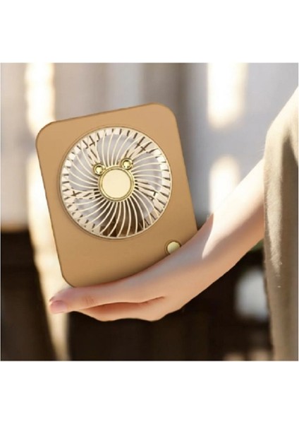 Masaüstü Fan - Desktop, Kahverengi, 3 Kademeli, Asılabilir El Fanı, Mini Fan