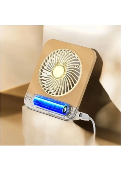 Masaüstü Fan - Desktop, Kahverengi, 3 Kademeli, Asılabilir El Fanı, Mini Fan