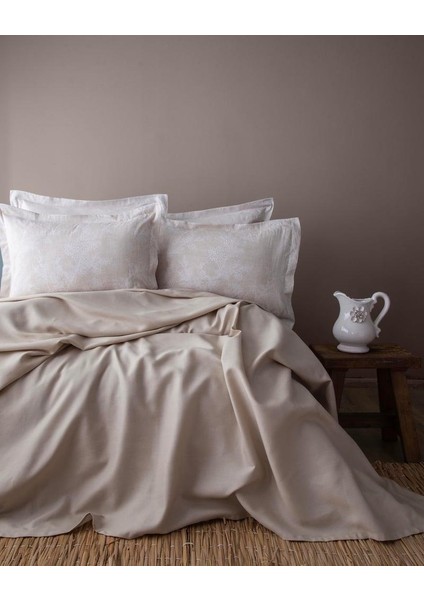 Tanya Bej Çift Kişilik Bambu Pike Takımı