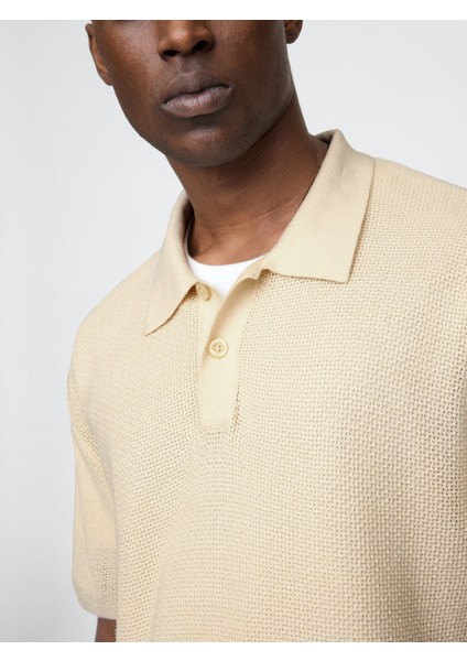 Erkek Açık Kahverengi Dokulu Kroşe Polo T-Shirt fiyatları