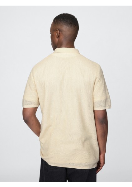 Erkek Açık Kahverengi Dokulu Kroşe Polo T-Shirt indirimleri