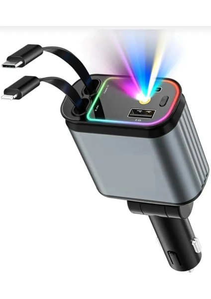 USB C Type-C Araç Şarj Aleti, 4'ü 1 Arada Hızlı Şarj Araç 66W Araç USB Çakmaklık Şarj Cihazı