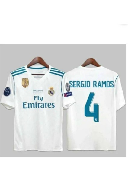 R.e.a.l M.a.d.r.i.d 2018 Kiev Şampiyonlar Ligi Finali Sergio Ramos Yetişkin Forması KISA-KOL-SM11