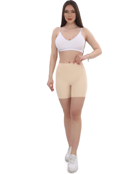 Kadın Yüksek Bel Toparlayıcı Lazer Kesim Korse Şort , Yandan Dikişli Iz Yapmaz Korse Şort
