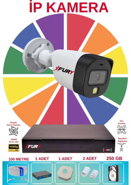 1 Li Ip Güvenlik Kamera Seti Sesli 4mp Gece Renkli Su Geçirmez 5515S 250GB fiyatları