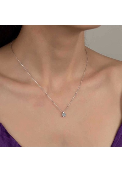 Swarovski Taşlı Gümüş Tektaş Bayan Kolye fiyatları