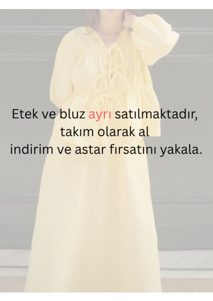 Kadın Yıkanmış Pamuk Muslin Lastikli Uzun Etek