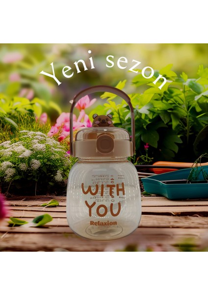 , Maskotlu, Hediyeli, Boyun Askılıklı, Ithal Lüx Kahverengi Matara/suluk 1100 ml (450)