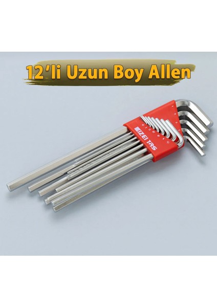 Izeltaş 12'li Allen Anahtar Takım Altı Köşe Uzun Boy 12 Parça