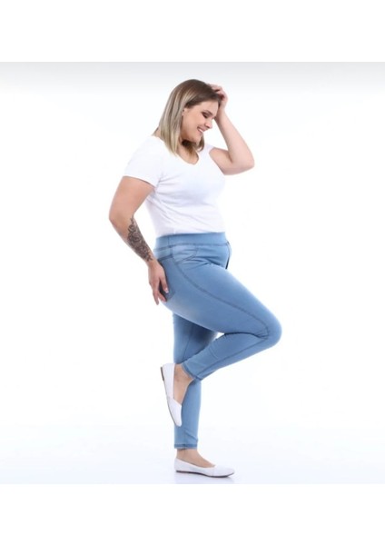 Likralı Kot Pantolon Bel Lastikli