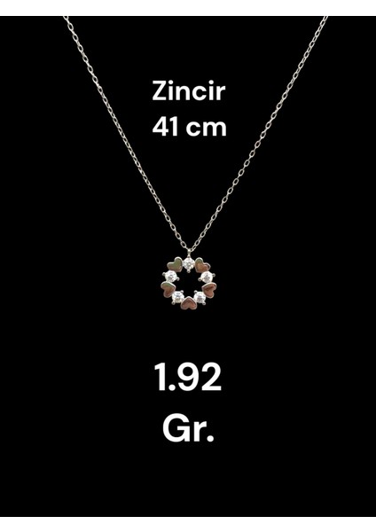 Taşlı Kalp Yapraklı Çiçek Figürlü 925 Ayar Gümüş Kolye – Zarif ve Işıltılı Tasarım fiyatları