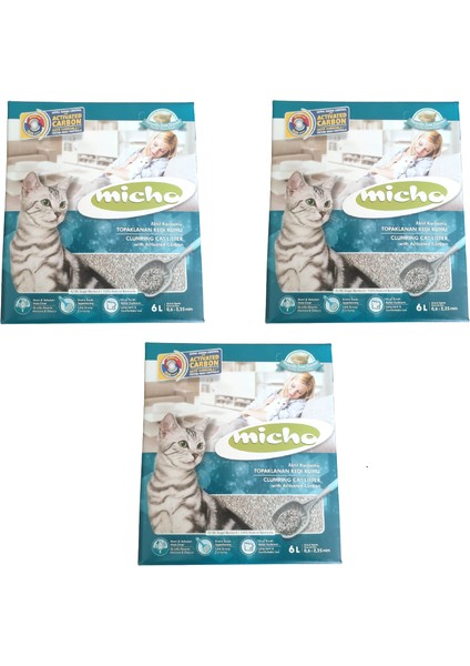 Aktif Karbonlu Marsilya Sabunu Kokulu Topaklaşan Kedi Kumu 3 Adet x 6 Lt modelleri