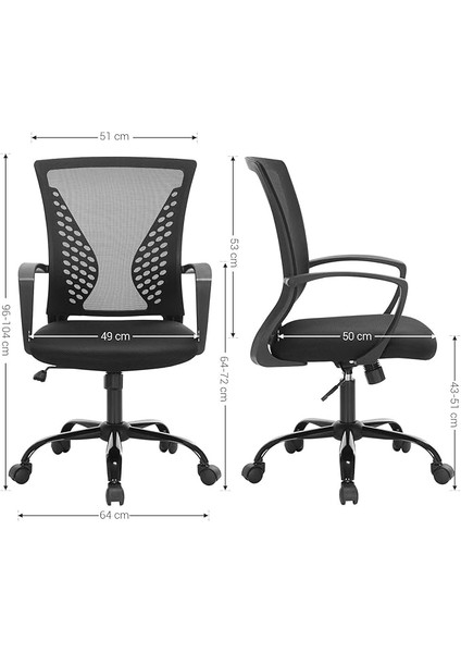 Songmıcs Ergonomik Ofis Sandalyesi - 360° Döner, Nefes Alabilir File Sırtlık, Sallanma Özellikli, 120 kg Taşıma Kapasiteli, Siyah modelleri
