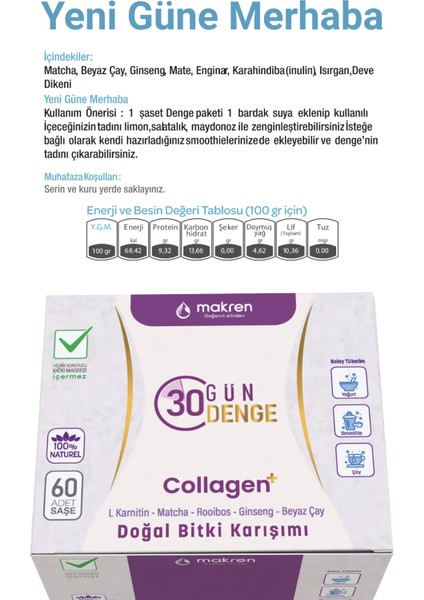 30 Gün Denge Karışık Bitki Çayı 60 Şase fiyatları