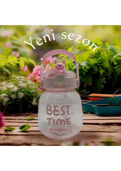 , Maskotlu, Hediyeli, Boyun Askılıklı, Ithal Lüx Pembe Matara/suluk 1100 ml (450)