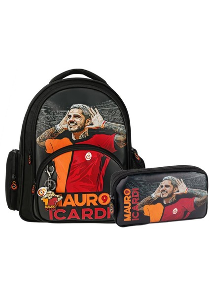 2 Bölmeli Mauro Icardi Suni Deri Okul Çantası + Kalemlik